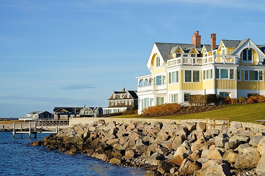 Waterside homes in Westerly, Rhode Island.