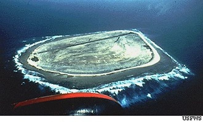 Aerial view of Baker Island. Image courtesy of the US Fish and Wildlife Service.