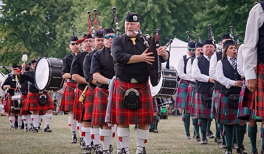  Over 20 Pipe bands paricipated in the Pipe Band contest held by Pipers and Pipe Band Society of Ontario during Fergus Scottish Festival and Highland Games