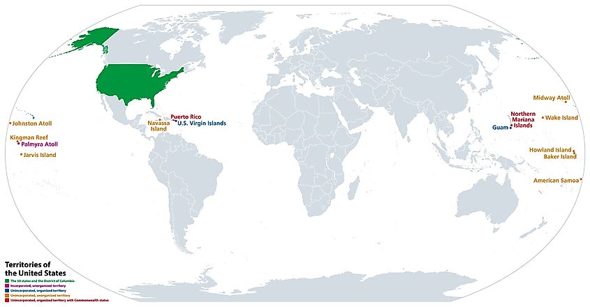 Map of United States including territories