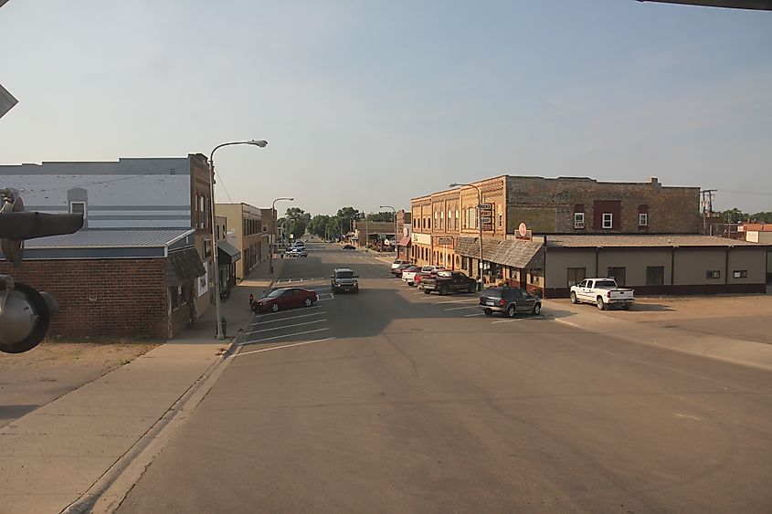 View of downtown Rugby, North Dakota.