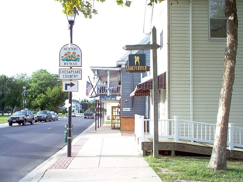 Main Street in Rock Hall, Maryland.