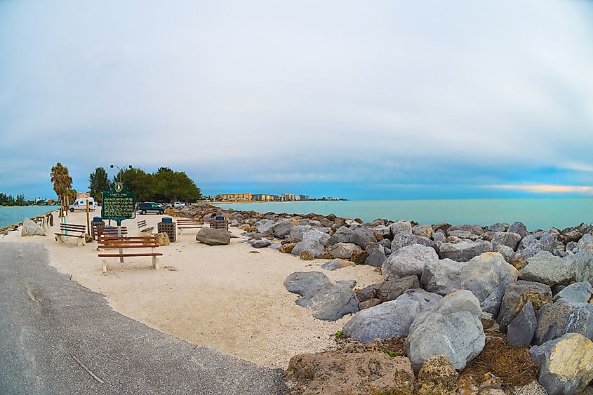 Winter view of South Jetty in Venice, Florida