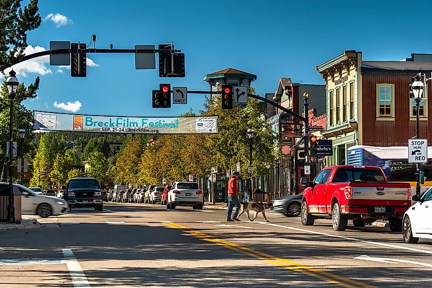 Main Street scene in Breckenridge, Colorado.