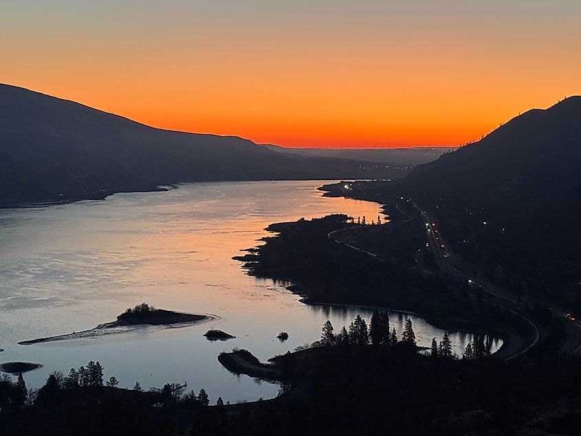 Sunset view of the Columbia River.