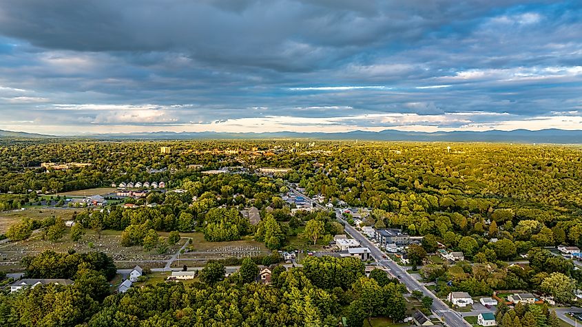 Aerial view of Queensbury, New York.