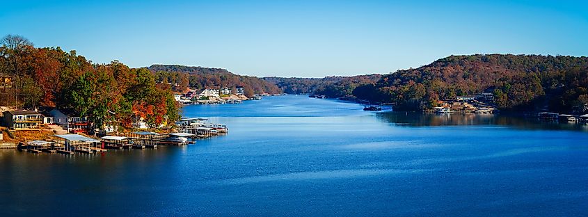 Sunrise over the Lake of the Ozarks in Rocky Mount Missouri, USA.