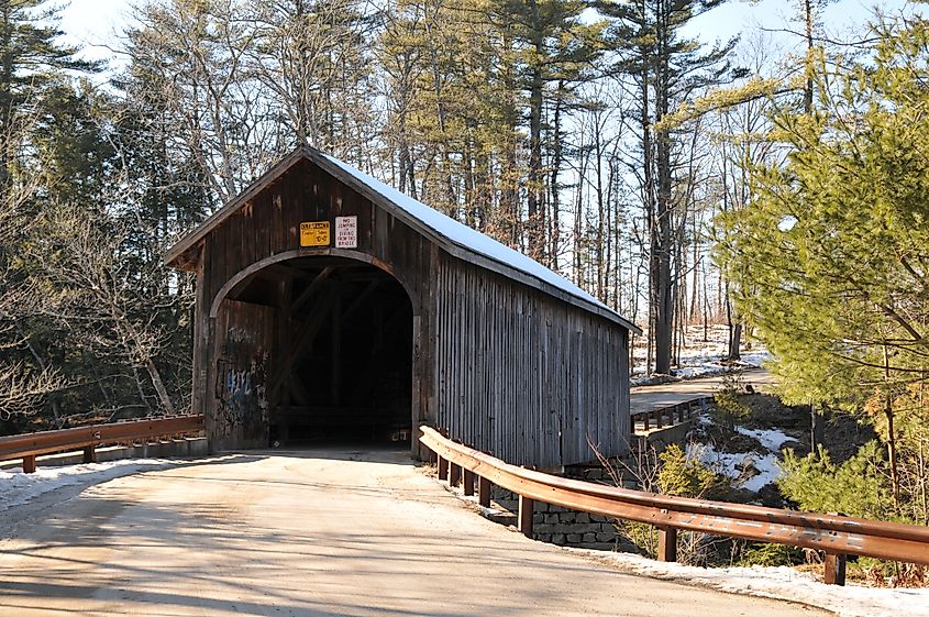 Babb Bridge in Windham, Maine, on a winter day