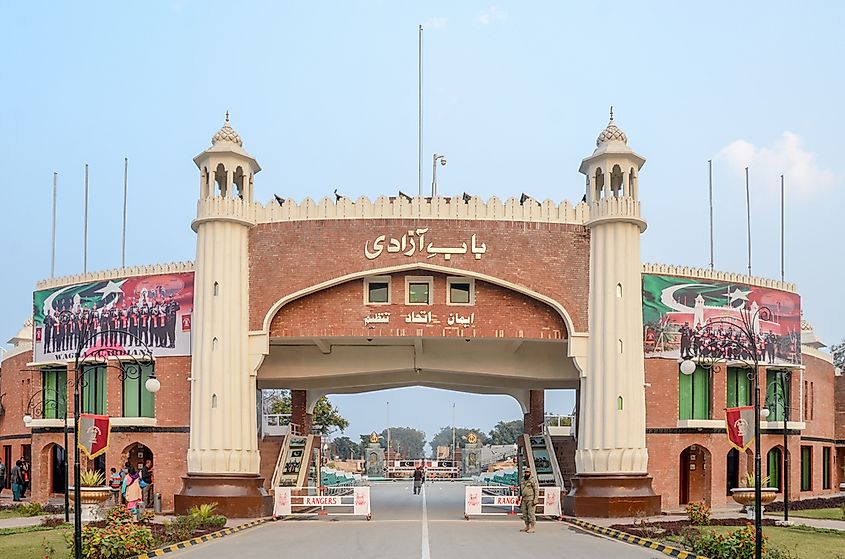The heavily fortified border between India and Pakistan.