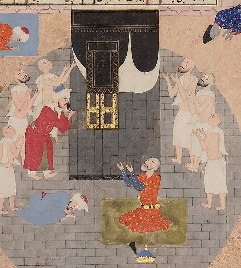 Folio from the Shahnameh showing Alexander praying at the Kaaba, mid-16th century.