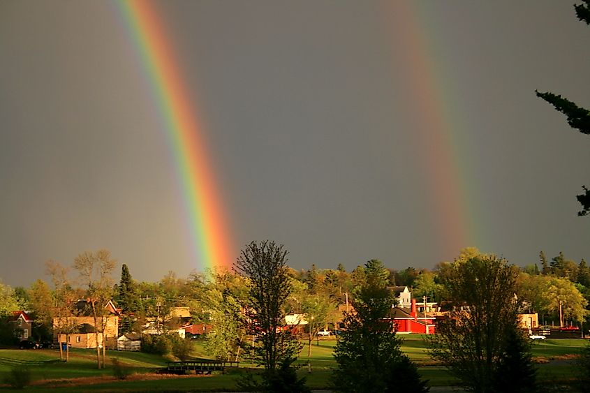 Downtown Grantsburg over Memory Lake