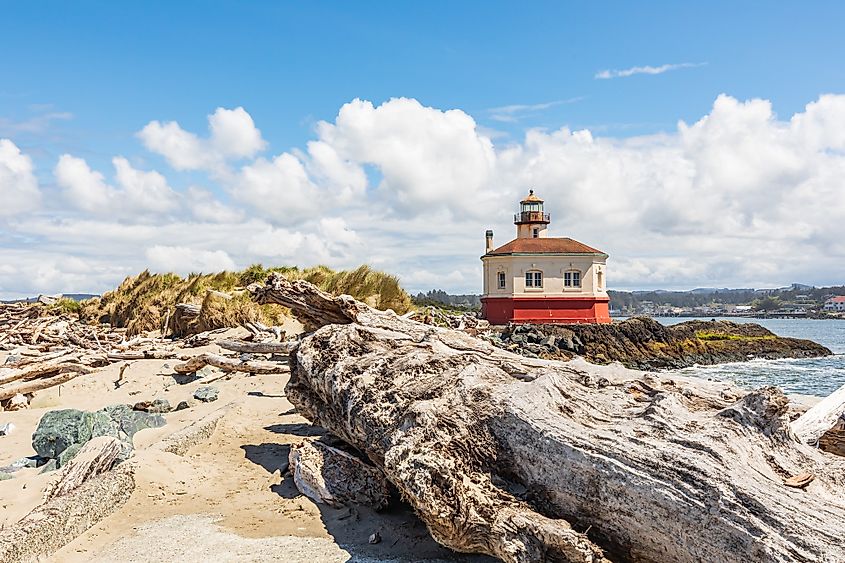 The Coquille River Lighthouse in Bandon, Oregon.