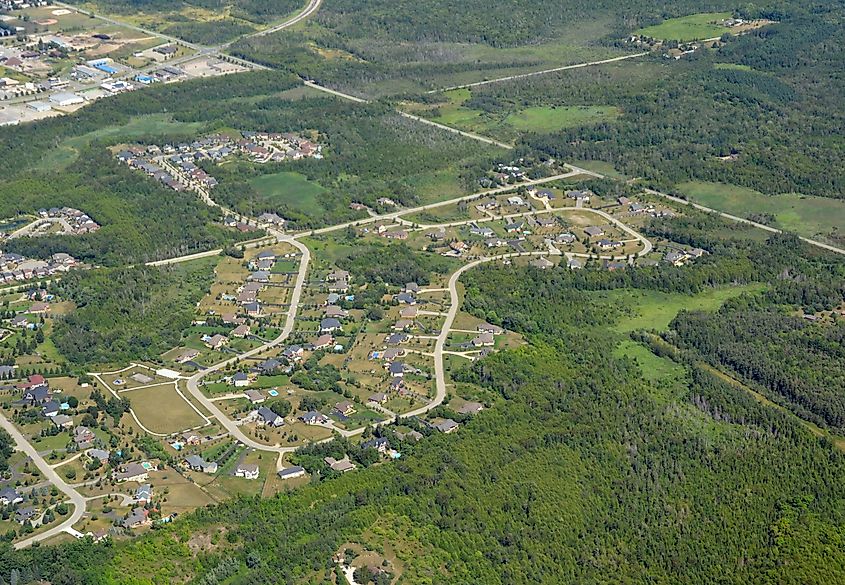 Aerial view of East Garafraxa in Ontario.