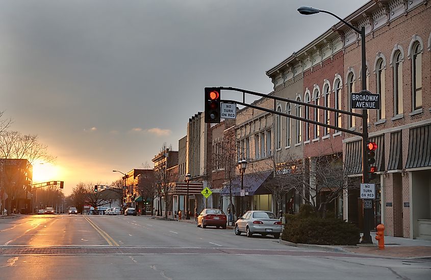 View of downtown Urbana in Illinois.