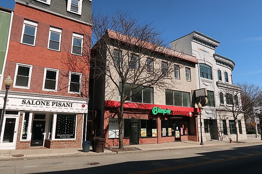 Sights along Washington Street in Morristown, New Jersey.