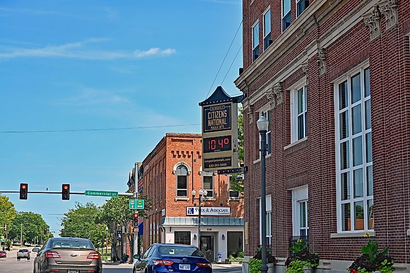 Buildings along Commercial Street in Emporia, Kansas.