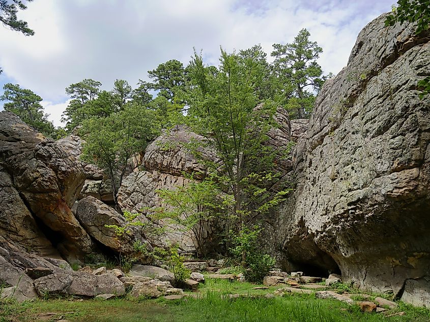 Boulders at Robbers Cave State Park in Wilburton, Oklahoma.