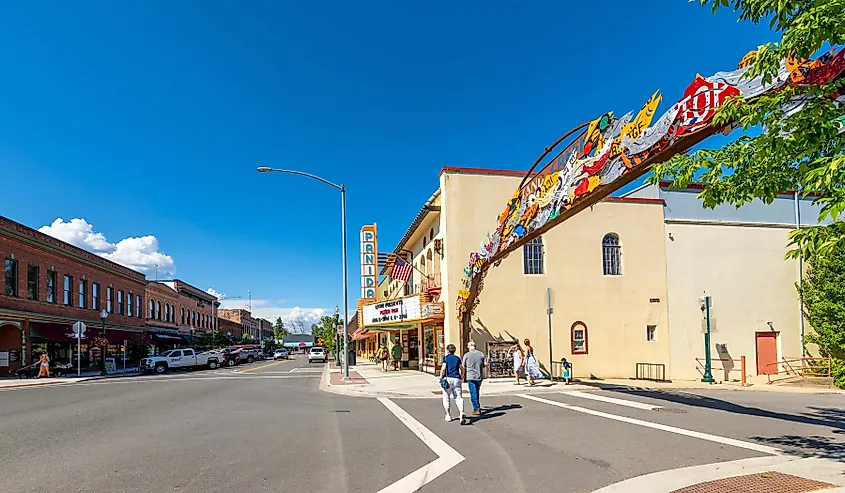 Main Street through historic downtown Sandpoint, Idaho.