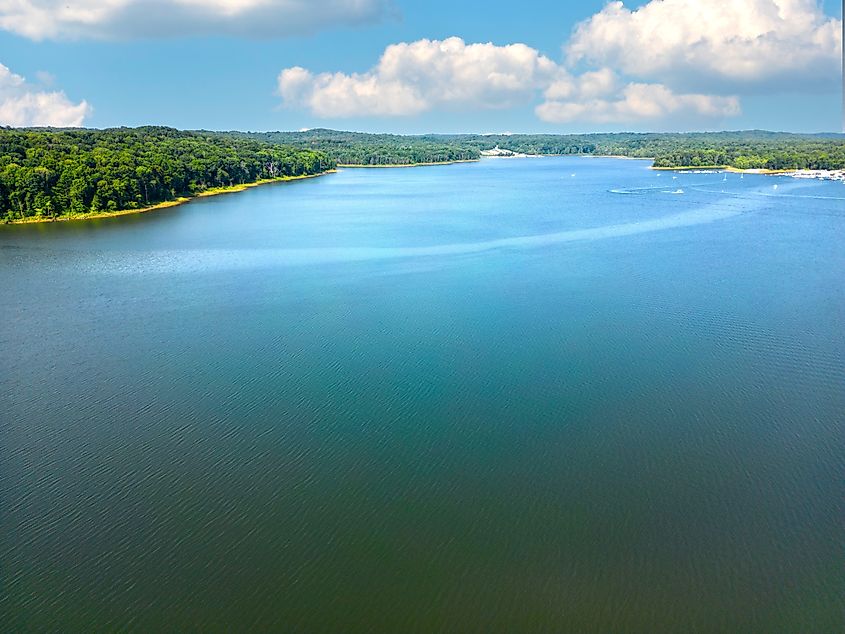 Aerial view of Patoka Lake in Southern Indiana.