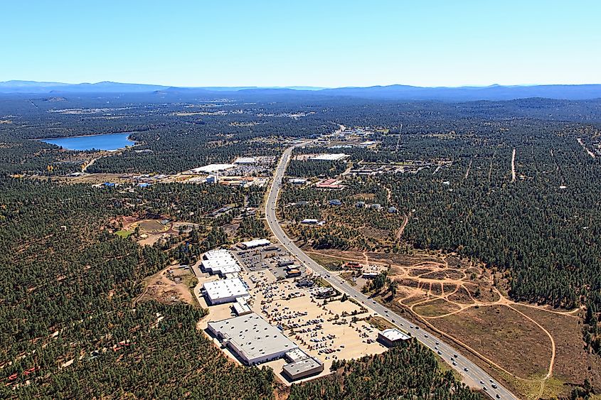 Aerial view of Pinetop-Lakeside, Arizona.