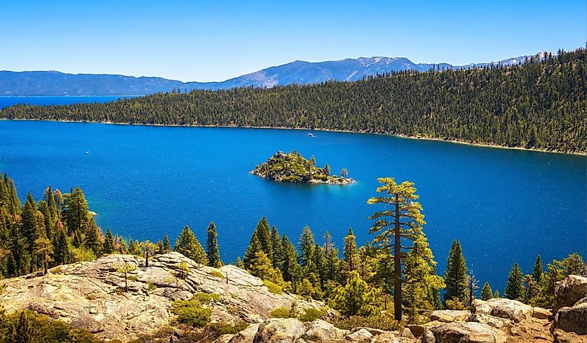 Fannette Island located in the Emerald Bay of Lake Tahoe, California.