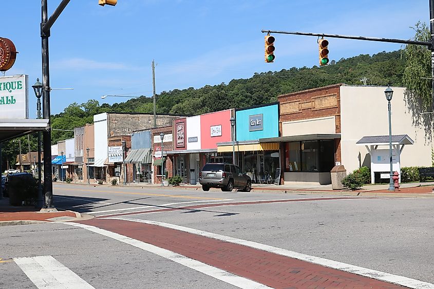 Old Downtown area of Attalla, Alabama, located next to the city of Gadsden, AL