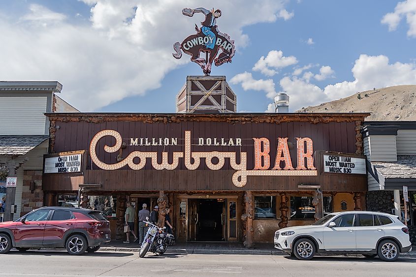 The Million Dollar Cowboy Bar is a popular restaurant for tourists in Jackson, Wyoming.