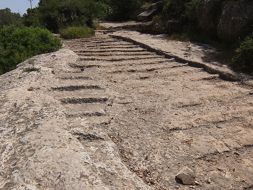 Old Roman road, leading from Jerusalem to Beit Gubrin, in Israel