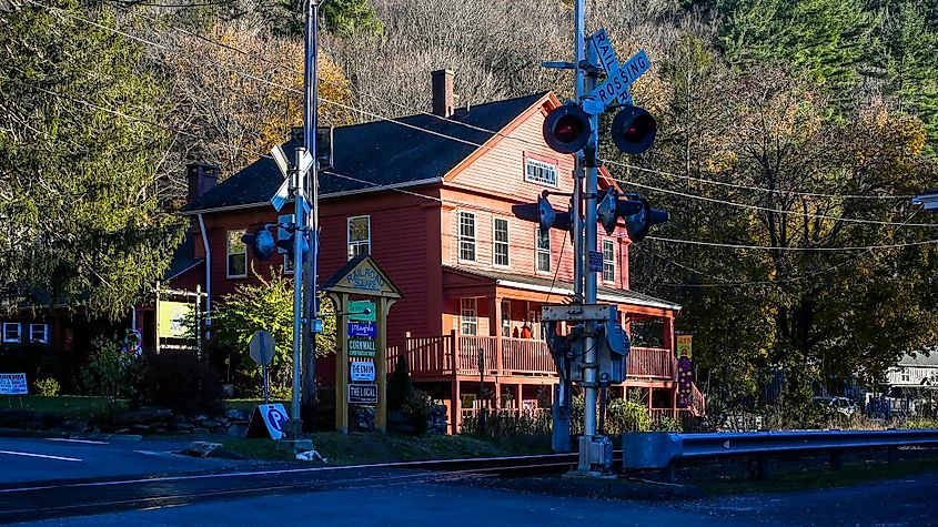 Railroad Square in Cornwall, Connecticut.