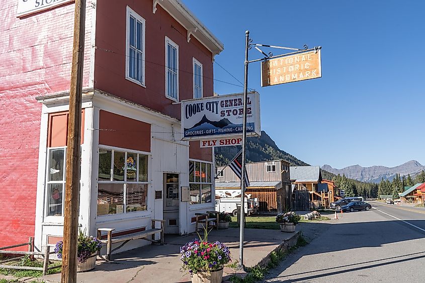 Charming Cooke City General Store and Fly Shop right outside Yellowstone National Park Northeast entrance in Montana