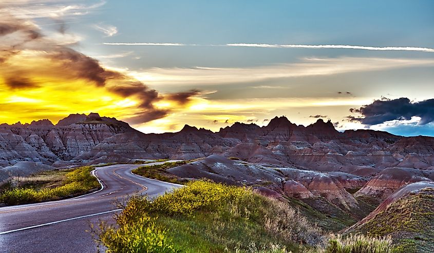 Famous Badlands Loop Road in Badlands National Park, South Dakota