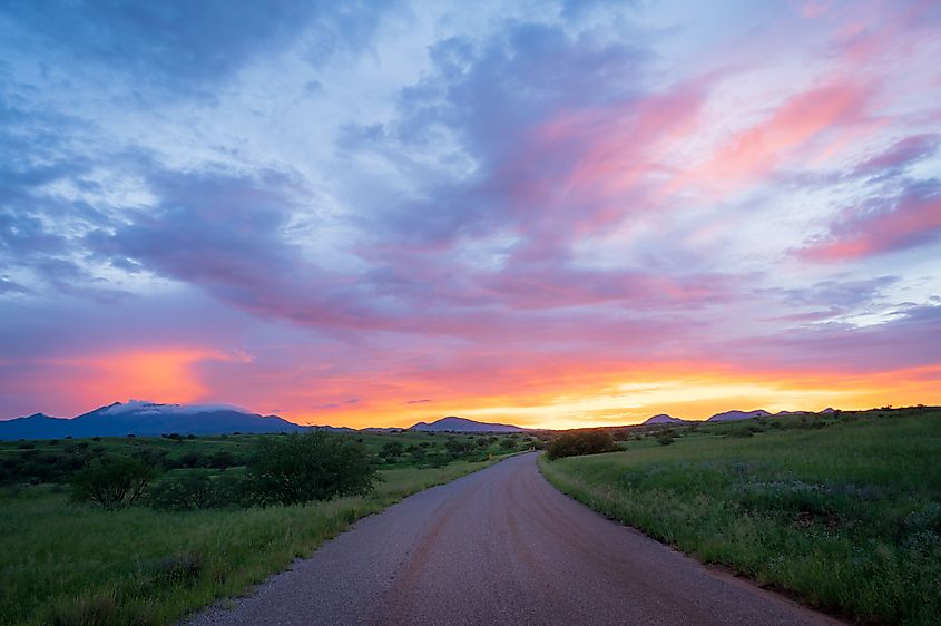 Fire sunset in Sonoita, Arizona.