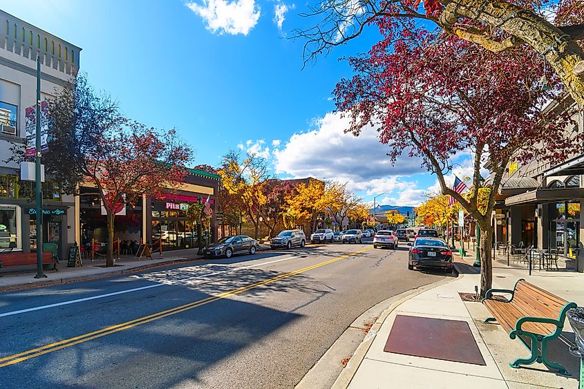 Sherman Avenue, the historic turn-of-the-century main street in downtown Coeur d'Alene, Idaho.