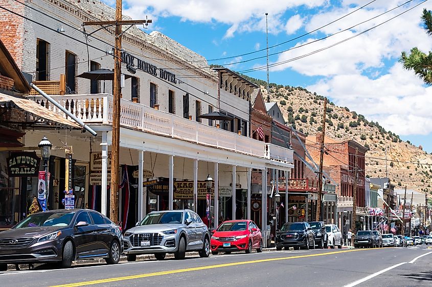 Buildings along Main Street in Virginia City, Nevada.