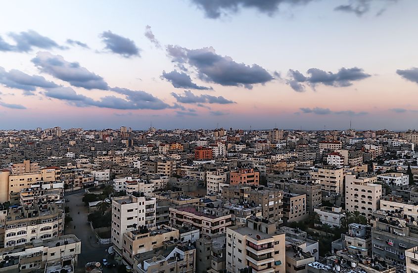 Aerial view of Gaza City in Palestine.