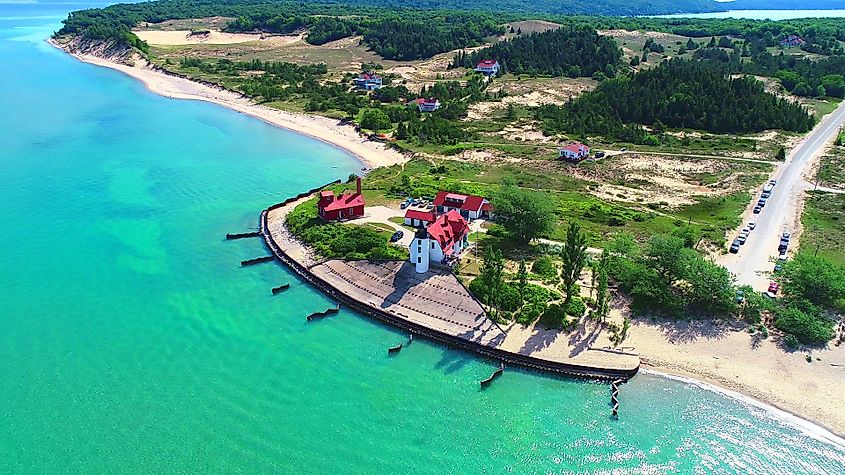 Pointe point Betsie Lighthouse on Lake Michigan at Frankfort Michigan