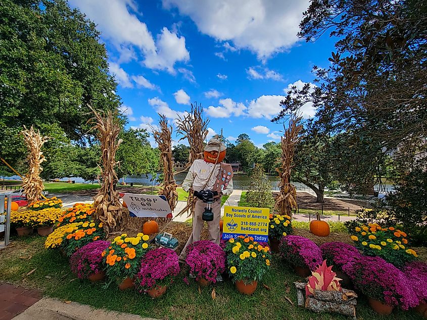 Fall decorations in the downtown area of Natchitoches, Louisiana.