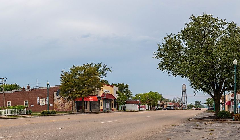 Downtown street in West Memphis, Arkansas.