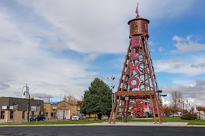 iew of the Chilton Centennial Tower in Elko, Nevada.