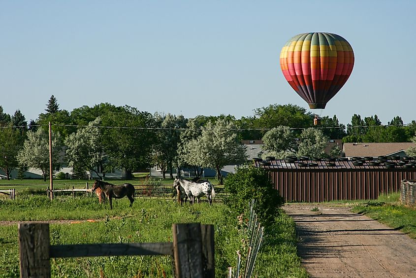 Annual hot air balloon festival in Riverton, Wyoming. Editorial credit: Wirestock Creators / Shutterstock.com