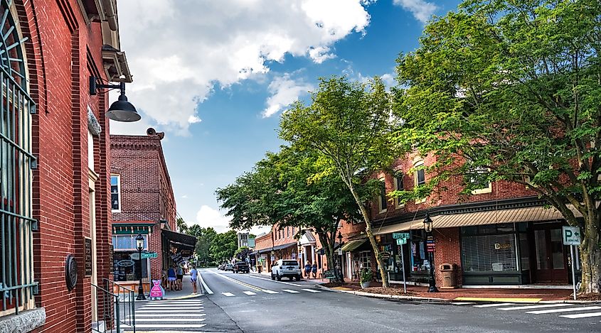 Historic downtown of Berlin, Maryland.