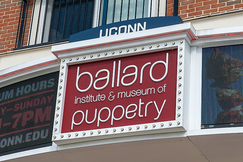 The Ballard Institute and Museum of Puppetry at the University of Connecticut in Storrs, featuring a modern exterior dedicated to the art and history of puppetry.