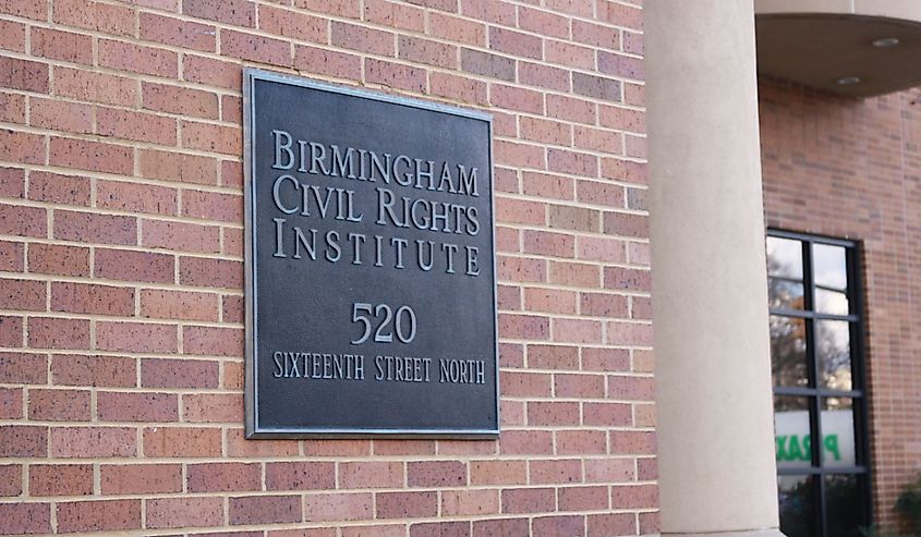 Birmingham Alabama Civil Right Institute Outside sign, Civil Rights Trail