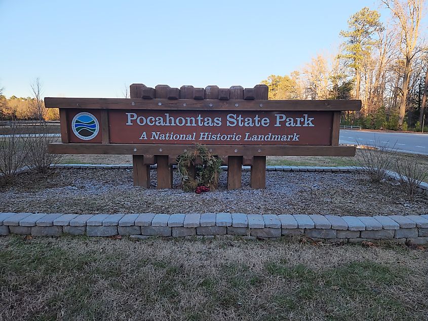 Entrance to Pocahontas State Park, the largest state park in the state of Virginia. Editorial credit: OJUP / Shutterstock.com