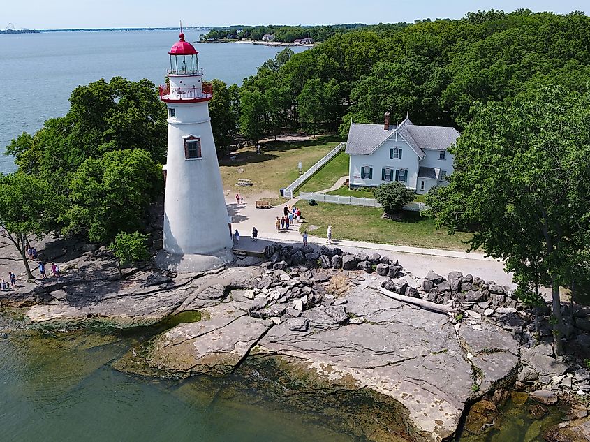 Aerial view of Marblehead, Ohio, lighthouse.