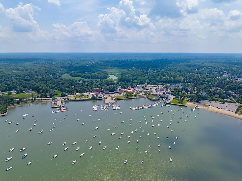 Aerial view of Hingham, Massachusetts.