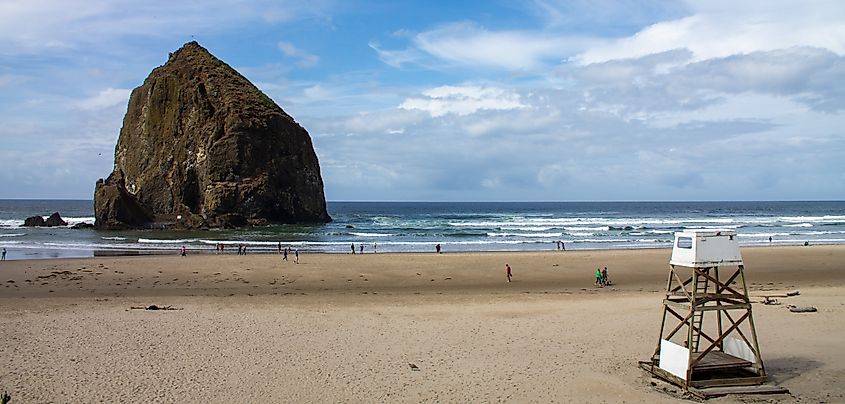 Haystack Rock in Cannon Beach, Oregon.