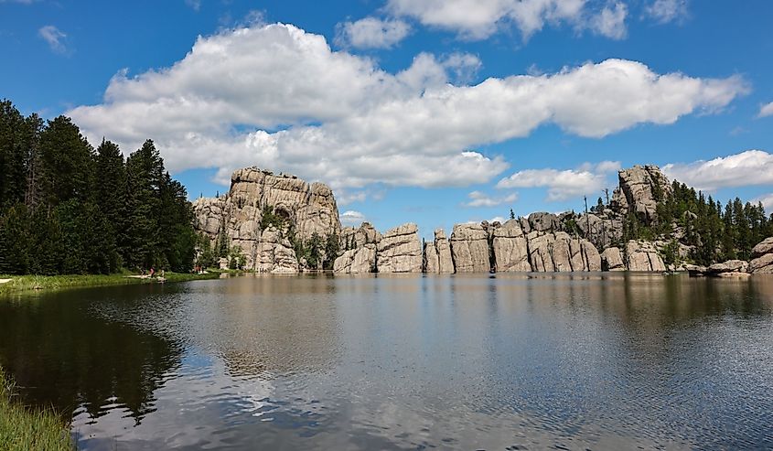 The scenery of Sylvan Lake in summer, in Custer State Park, South Dakota