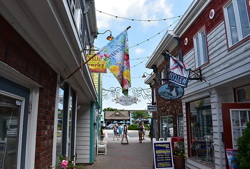 Delaware's Rehoboth Beach and its shops along the boardwalk, Penny Lane Mall.
