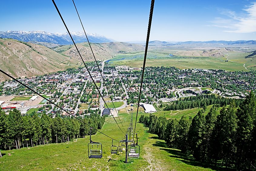 The chairlift ride in Snow King Mountain.
